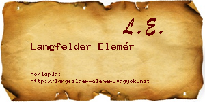 Langfelder Elemér névjegykártya